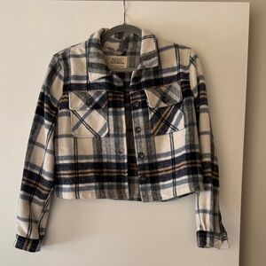 Plaid Cropped Button-Up Jacket